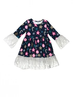 Sydney So Sweet Decorating For Christmas Navy Blue Lace Girls Holiday Dress Dresses & Skirt Sets