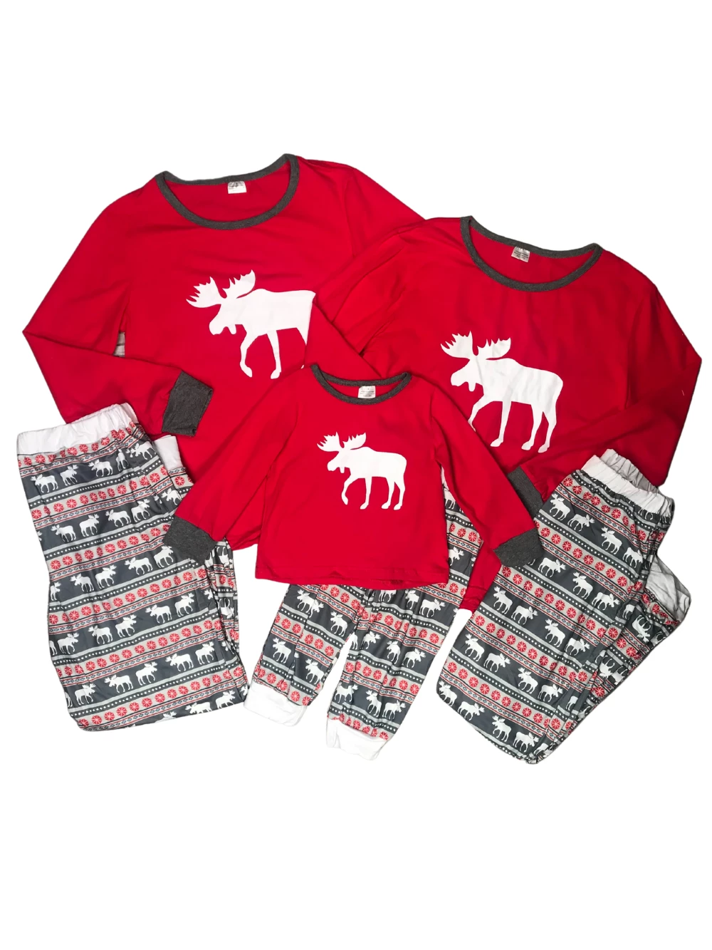 Sydney So Sweet Moose Fair Isle Plaid Red Winter Matching Family Pajamas Mom & Me Matching 2 Sydney So Sweet Moose Fair Isle Plaid Red Winter Matching Family Pajamas Mom & Me Matching