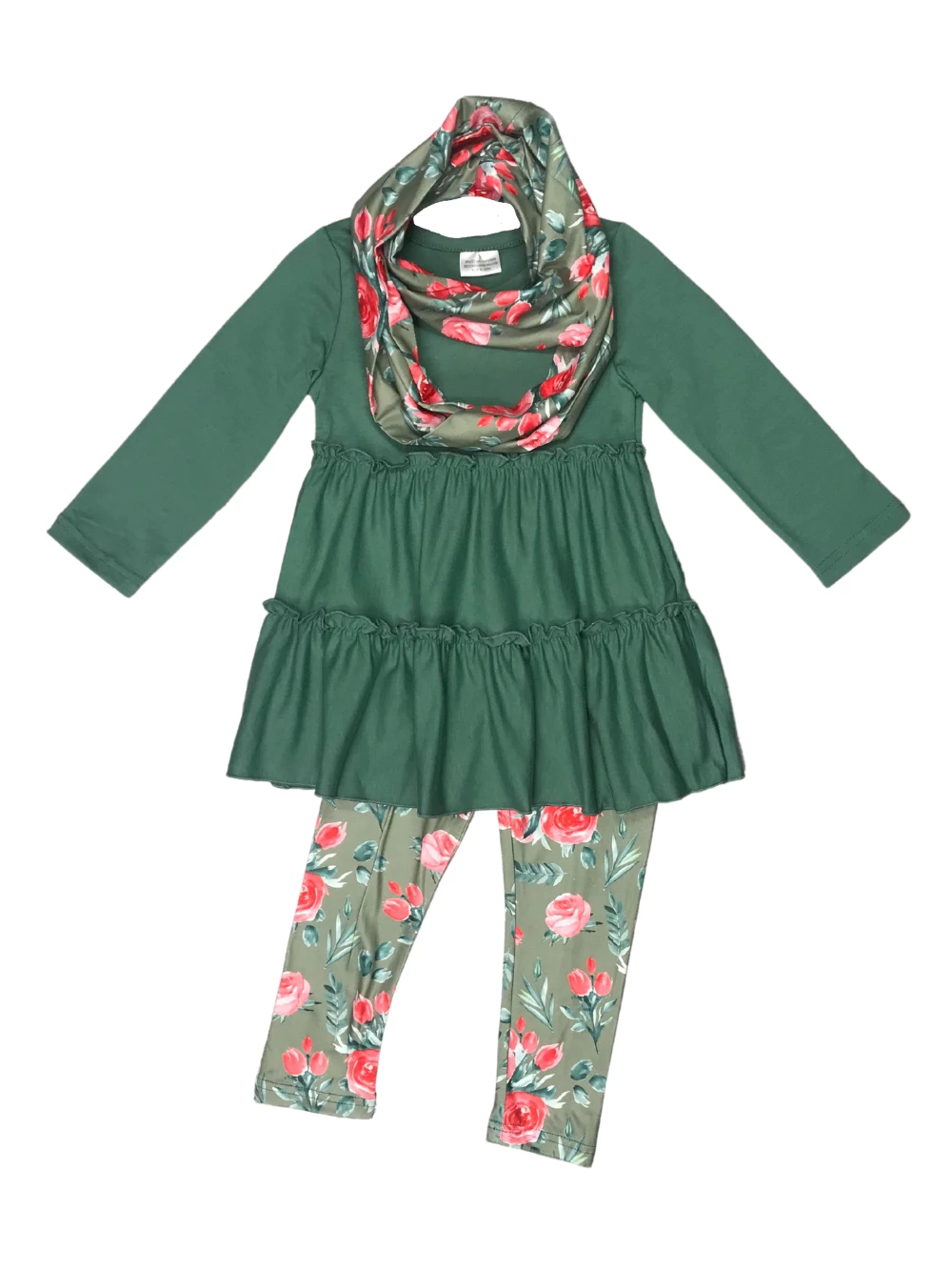 Sydney So Sweet Rose Garden Green Ruffle Girls Winter Scarf Outfit 6 Sydney So Sweet Rose Garden Green Ruffle Girls Winter Scarf Outfit