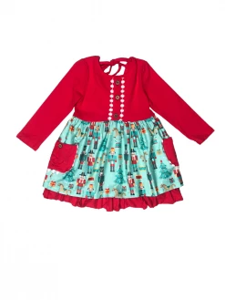 Sydney So Sweet Nuts About Nutcracker Red Ruffle Girls Christmas Dress