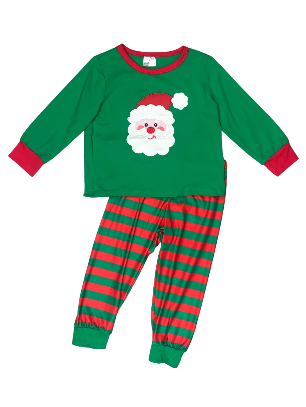 Sydney So Sweet Santa Stripe Red & Green Kids Christmas Pajamas 2 Sydney So Sweet Santa Stripe Red & Green Kids Christmas Pajamas