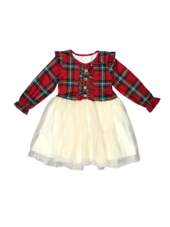 Sydney So Sweet Tartan Plaid Cream Tulle Ruffle Girls Chiffon Tutu Dress Dresses & Skirt Sets