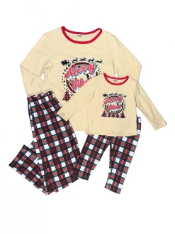 Sydney So Sweet Mommy And Me - Merry Vibes Tartan Plaid Matching Christmas Pajamas Mom & Me Matching