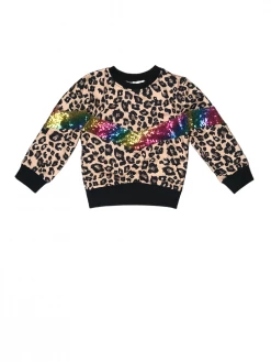 Sydney So Sweet T-Shirts & Tops Leopard Pizzaz Girls Pullover Sequin Sweatshirt