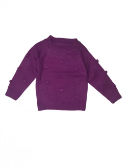 Sydney So Sweet T-Shirts & Tops Deep Plum Purple Long Sleeve Swiss Dot Girls Fall Sweater