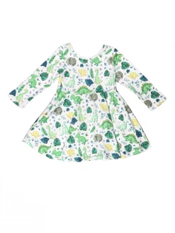 Sydney So Sweet Keepin' It Green Dino Days Girls Long Sleeve Skater Dress Dresses & Skirt Sets