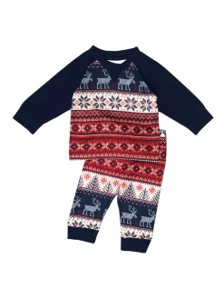 Sydney So Sweet Baby Boutique Navy & Red Cozy Fair Isle Baby Boys Jogger Outfit