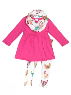Sydney So Sweet Colorful Cute Chickens Pink Girls Scarf Outfit