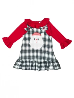 Sydney So Sweet Classic Santa Buffalo Plaid Red Ruffle Girls Christmas Jumper Dress
