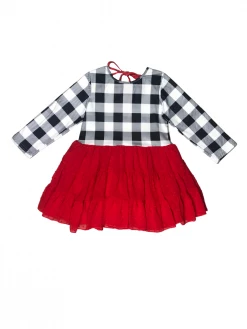 Sydney So Sweet Dresses & Skirt Sets White Buffalo Plaid Red Swiss Dot Chiffon Girls Tutu Dress