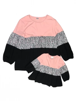 Sydney So Sweet Mommy And Me - Blush Leopard Matching Mother Daughter Baby Doll Tops Mom & Me Matching