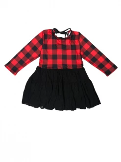 Sydney So Sweet Red Buffalo Plaid Black Swiss Dot Chiffon Girls Tutu Dress Dresses & Skirt Sets