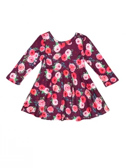 Sydney So Sweet Dresses & Skirt Sets Plum Pink Poppy Floral Girls Skater Dress