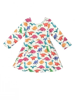 Sydney So Sweet Rainbow Land Before Time Dinosaur Long Sleeve Girls Skater Dress Dresses & Skirt Sets