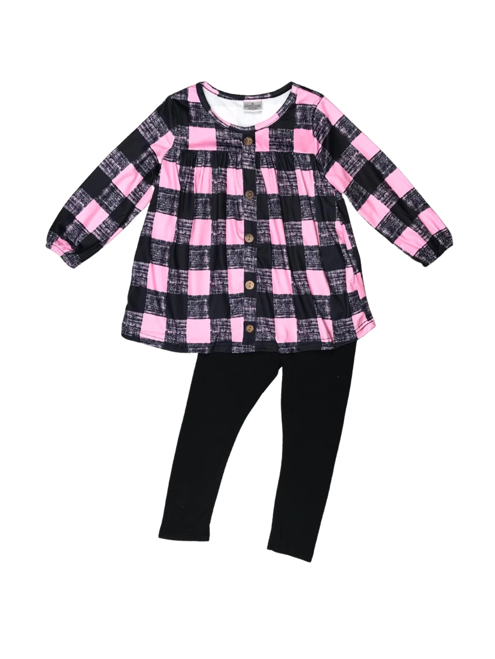 Sydney So Sweet 2 Piece Pants Outfits Pink & Black Buffalo Plaid Button Up Girls Leggings Outfit 5 Sydney So Sweet 2 Piece Pants Outfits Pink & Black Buffalo Plaid Button Up Girls Leggings Outfit