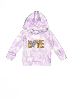 Sydney So Sweet Love Leopard Lavender Tie Dye Girls Hooded Sweatshirt
