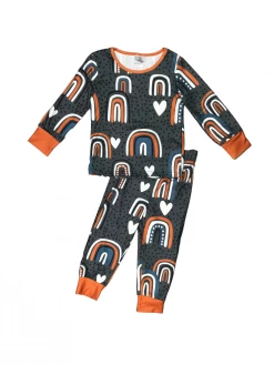 Sydney So Sweet Somewhere Over The Rainbow Polka Dot Heart Navy Girls Pajamas Loungewear, Joggers, & PJ's