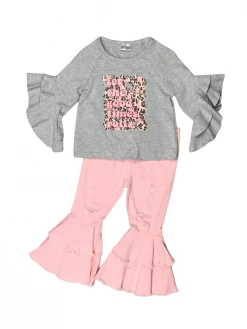 Sydney So Sweet Let The Good Times Roll Pink Distressed Denim Bell Girls Outfit