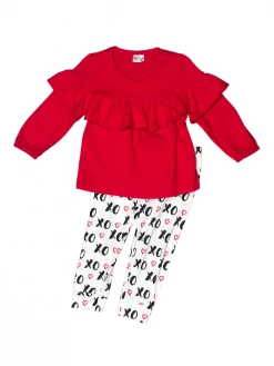 Sydney So Sweet 2 Piece Pants Outfits XOXO Y'all Red Ruffle Girls Outfit