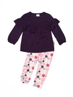 Sydney So Sweet Crazy Floral Plum Purple Ruffle Girls Leggings Outfit
