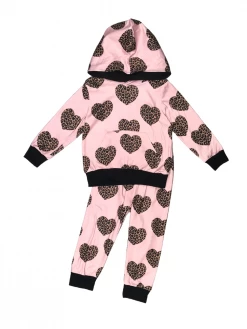Sydney So Sweet My Heart Belongs To Cheetah Pink Hooded Girls Jogger Outfit