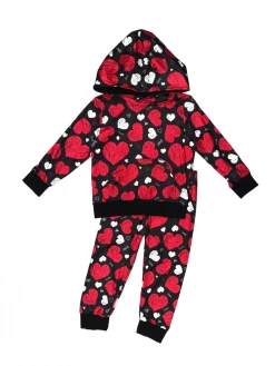 Sydney So Sweet Loungewear, Joggers, & PJ's Love Your Heart Red & Black Hooded Girls Jogger Outfit