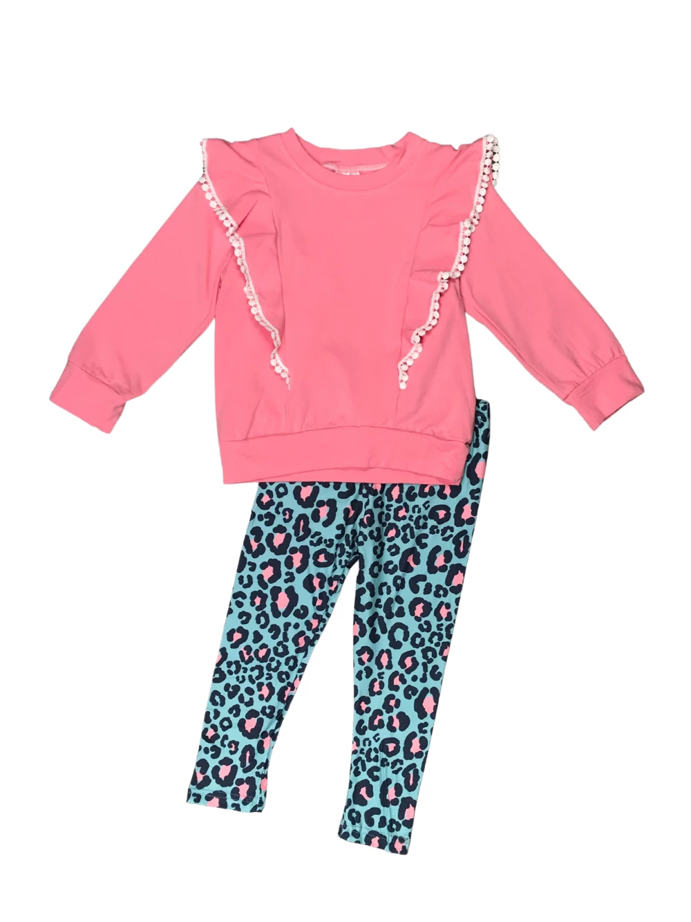 Sydney So Sweet 2 Piece Pants Outfits Wild At Heart Pink & Blue Leopard Ruffle Girls Outfit 5 Sydney So Sweet 2 Piece Pants Outfits Wild At Heart Pink & Blue Leopard Ruffle Girls Outfit