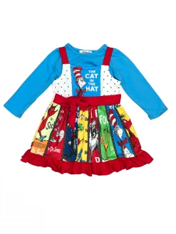 Sydney So Sweet Storybook Blue Colorful Girls Jumper Twirl Dress Set