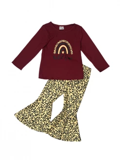 Sydney So Sweet Wild One Burgundy Boho Rainbow Cheetah Girls Bell Bottom Outfit