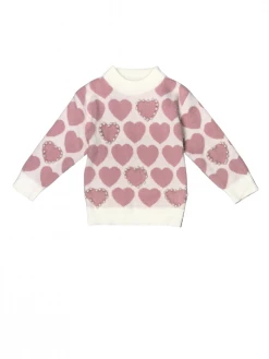 Sydney So Sweet T-Shirts & Tops Meant To Be Pink & White Pearl Heart Girls Knit Sweater Top