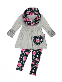 Sydney So Sweet Let Your Love Grow Heart Pink Floral Navy Girls Scarf Outfit