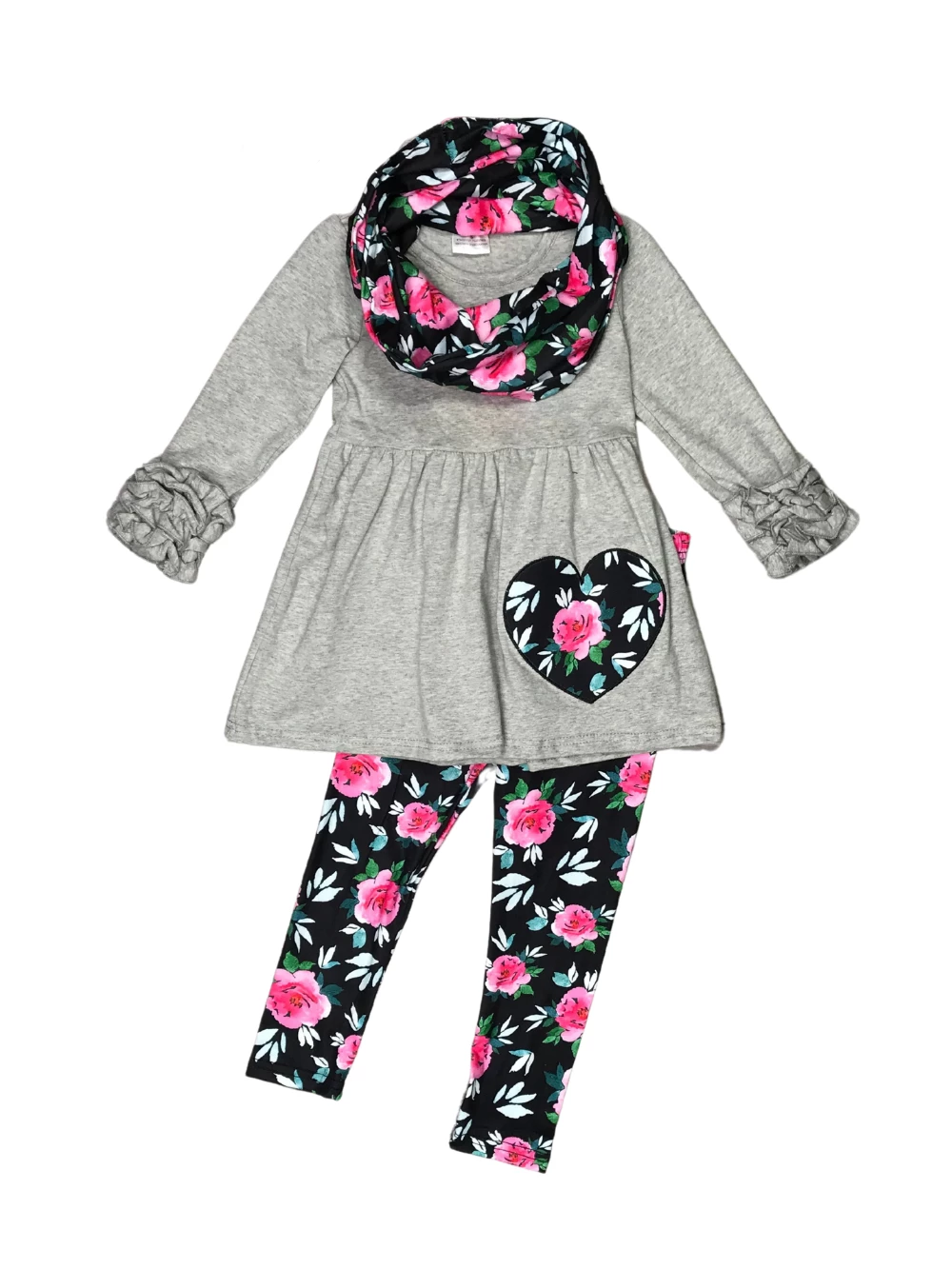 Sydney So Sweet Let Your Love Grow Heart Pink Floral Navy Girls Scarf Outfit 2 Sydney So Sweet Let Your Love Grow Heart Pink Floral Navy Girls Scarf Outfit