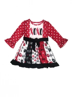 Sydney So Sweet Dresses & Skirt Sets XOXO Hugs & Kisses Red Heart Girls Twirl Dress