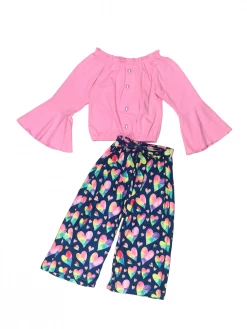 Sydney So Sweet 2 Piece Pants Outfits Key To My Heart Rainbow Pink Flare Wide Leg Girls Outfit