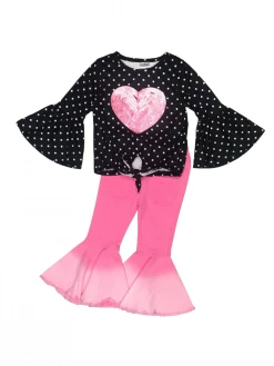 Sydney So Sweet Heart Skips A Beat Pink Sequin Ombre Flare Denim Girls Outfit