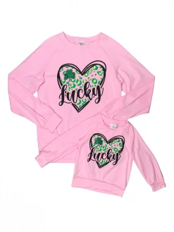 Sydney So Sweet Mommy And Me - Lucky Charm Pink Heart Matching St. Patrick's Day Tops Mom & Me Matching
