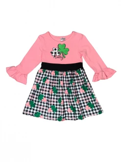 Sydney So Sweet Dresses & Skirt Sets Lucky Girl Shamrock Pink Gingham Girls St. Patrick's Day Dress