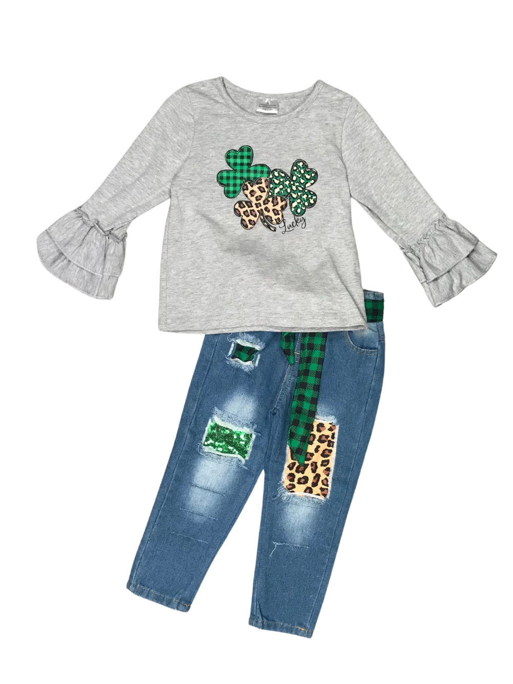 Sydney So Sweet Sham Rockin' Cheetah Green Denim Girls St. Patrick's Day Outfit 2 Sydney So Sweet Sham Rockin' Cheetah Green Denim Girls St. Patrick's Day Outfit