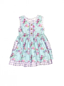 Sydney So Sweet Dresses & Skirt Sets Lavender Fields Blue & Purple Gingham Ruffle Girls Spring Dress