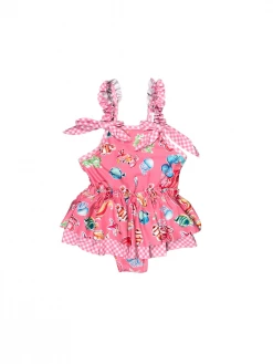 Sydney So Sweet Let's Go To The Beach Pink Mermaid Ruffle Girls One Piece Swimsuit