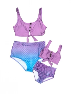 Sydney So Sweet Mommy & Me & Family Swim Mommy And Me Swimsuits - Purple Ombre Mermaid High Waisted Bikini
