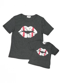 Sydney So Sweet New Arrivals Mommy And Me - Baseball Game Day Gray Matching Short Sleeve T-Shirt