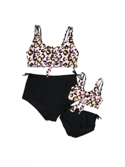 Sydney So Sweet Mommy & Me & Family Swim Mommy And Me Swimsuits - Cheetah Girl Pink Matching High Waisted Two Piece Bikini