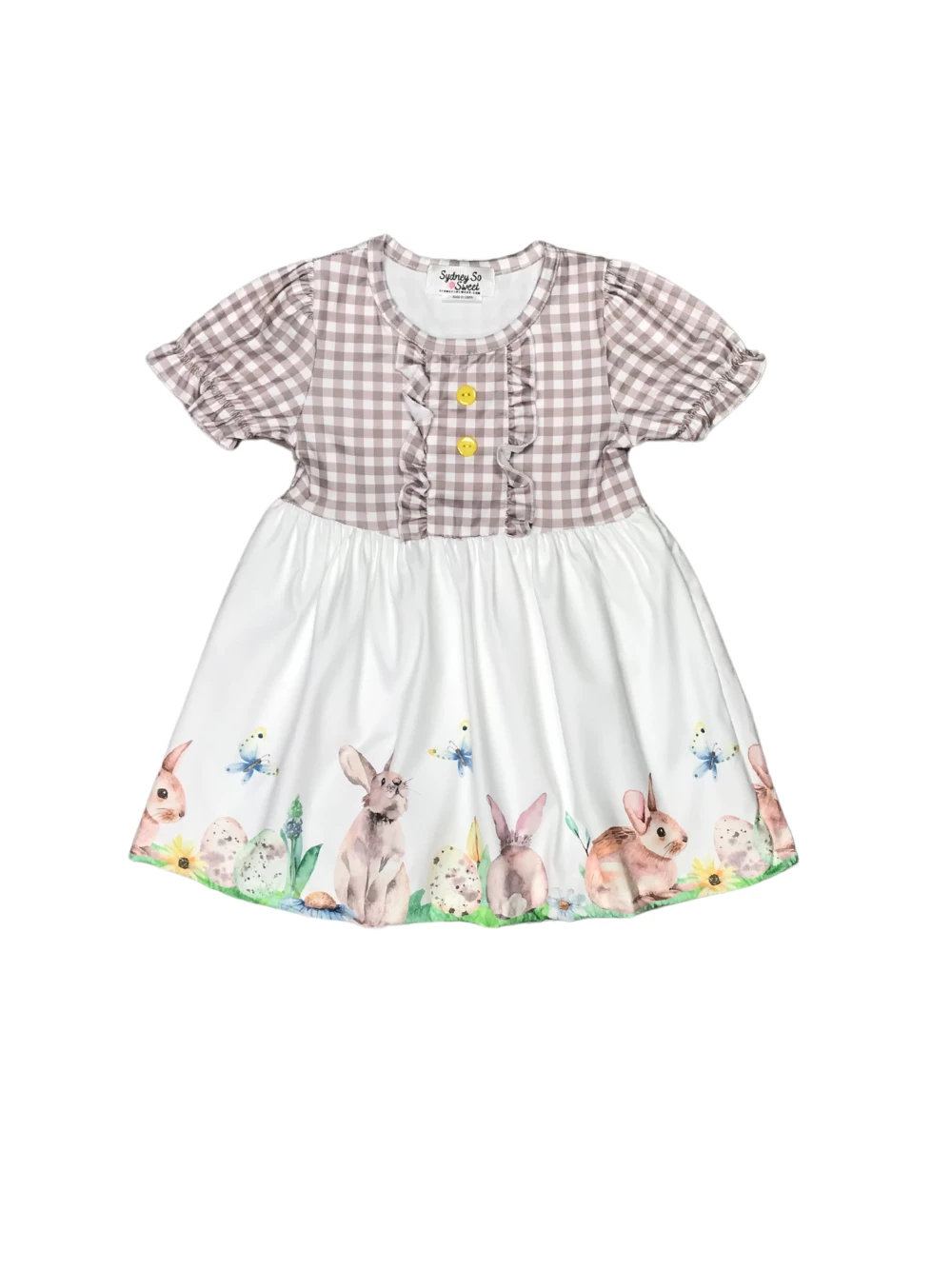 Sydney So Sweet Dresses & Skirt Sets Bunny Garden & Friends Brown Gingham Ruffle Girls Easter Spring Dress 2 Sydney So Sweet Dresses & Skirt Sets Bunny Garden & Friends Brown Gingham Ruffle Girls Easter Spring Dress