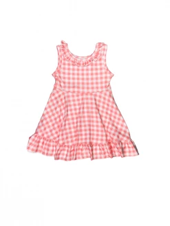 Sydney So Sweet Pretty Pink & White Gingham Ruffle Tank Girls Spring Summer Dress