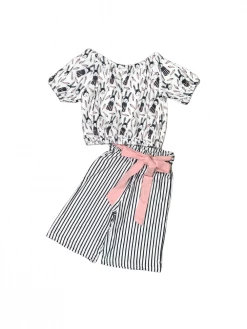 Sydney So Sweet Shorts & Capri Outfits Dang Flabbit Rabbit Black & White Stripe Girls Easter Capri Outfit