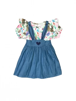 Sydney So Sweet Some Bunny To Love Floral Flutter Sleeve Girls Jumper Dress Dresses & Skirt Sets
