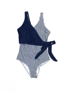 Sydney So Sweet Mommy And Me Swim - Nautical Navy Stripe Matching One Piece Swimsuit Mommy & Me & Family Swim