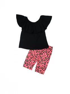 Sydney So Sweet Perfect Pink Cheetah Distressed Ruffle Girls Capri Outfit On Wednesday, We Wear Pink 7 Sydney So Sweet Perfect Pink Cheetah Distressed Ruffle Girls Capri Outfit On Wednesday, We Wear Pink