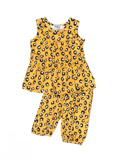 Sydney So Sweet Animal Print Golden Gal Cheetah Ruffle Pom Tank & Capri Girls Outfit